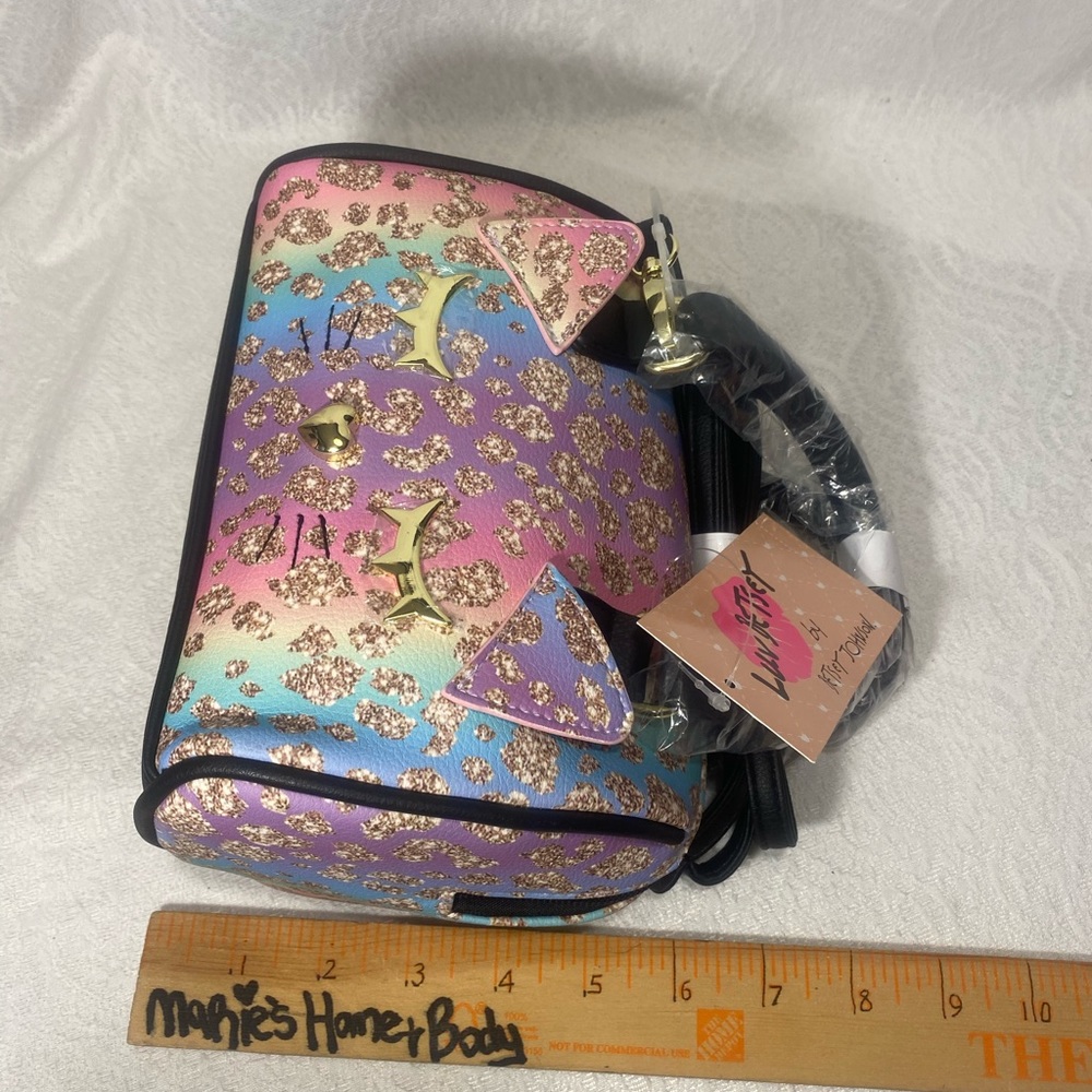 Betsey Johnson Luv Crossbody Purse Womans hand Bag kitty cat rainbow set BNWT - Picture 5 of 11